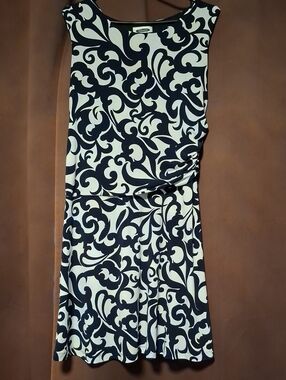Classic Black & White Printed Midi Dress